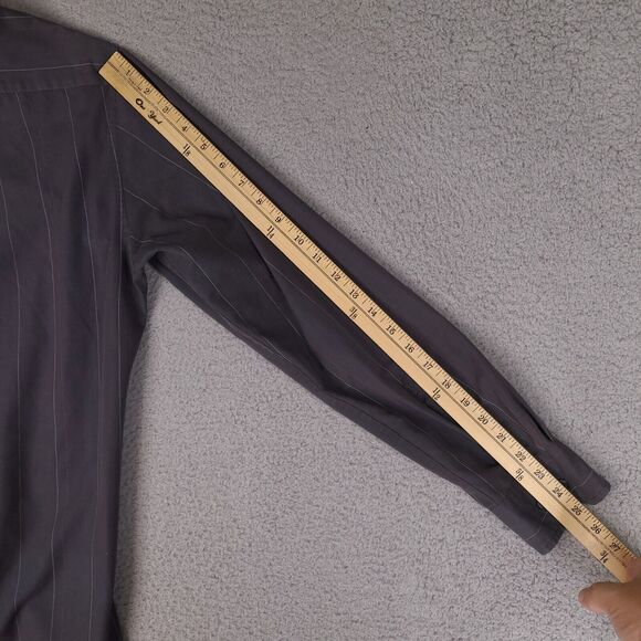 Quiksilver Shirt Mens Small Gray Striped Button Down Long Sleeve - Picture 16 of 16